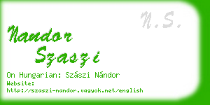 nandor szaszi business card